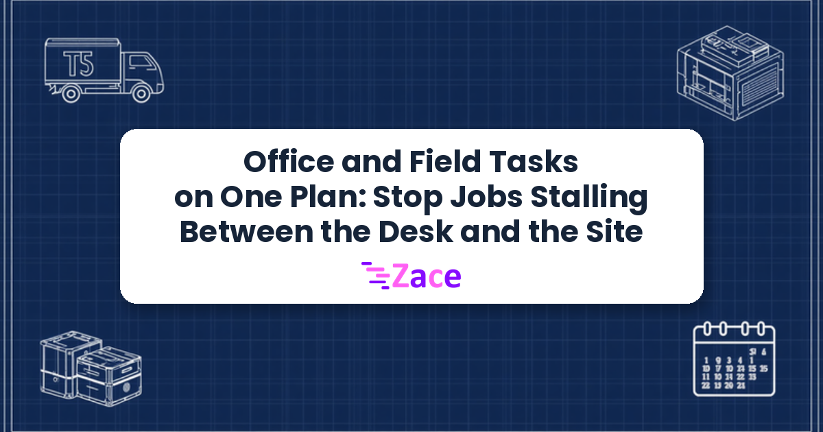 Cover: Office and Field Tasks on One Plan, with the Zace logo